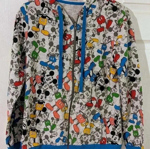 Disney Parks Mickey Mouse Jacket Sz. Small‎ Multicolor Full Zip Hooded - Picture 1 of 4